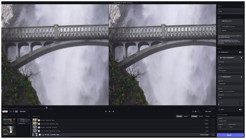 Topaz Video Enhance-Schnittstelle