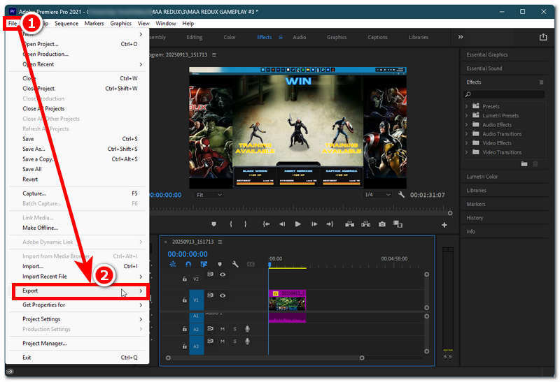 Greifen Sie auf Ihre Exporteinstellungen zu