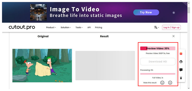 Cutout Pro-Verarbeitungsvideo