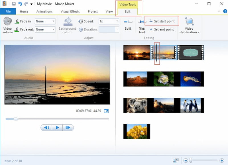 Windows Movie Maker-Frame-Bearbeitung