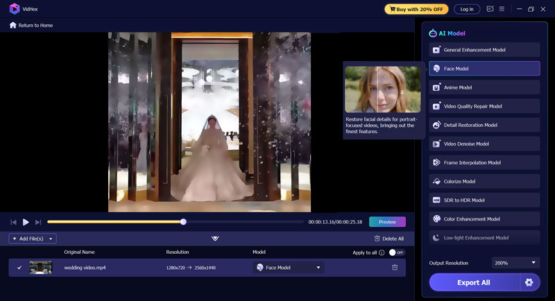 Vidhex Ai Video Enhancer-Gesichtsmodell