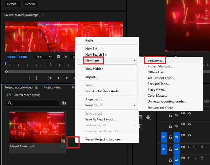 Premiere Pro Neue Sequenz