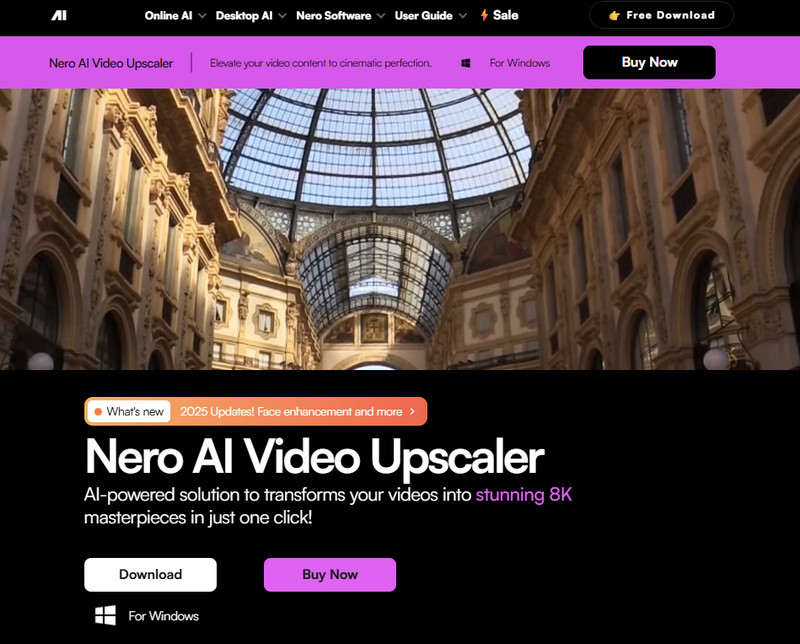 Nero AI Video Upscaler-Schnittstelle