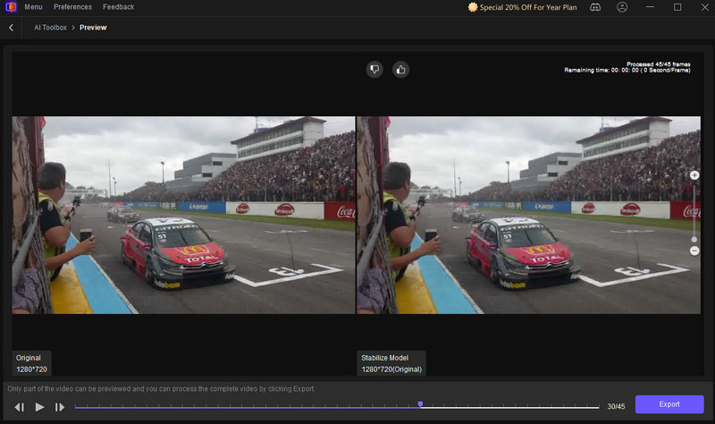 Hitpaw stabilisiert verwackelte Videos