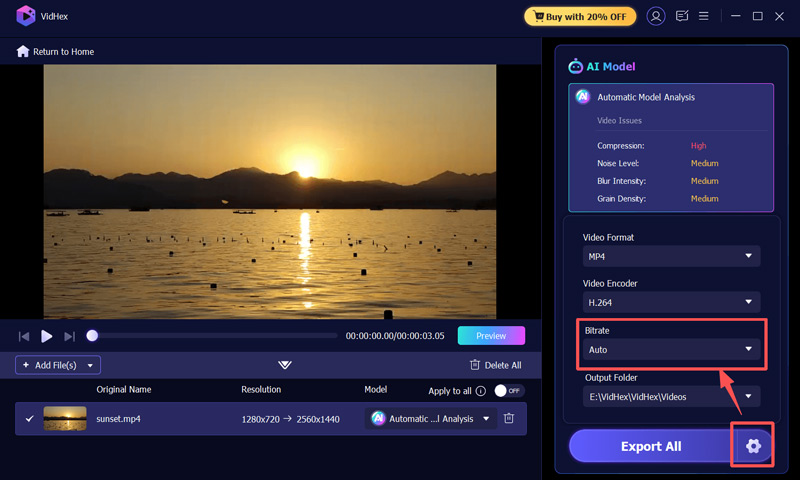Bitrate auswählen