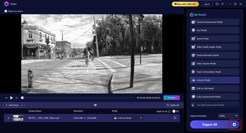 Vidhex エクスポートのカラー化結果